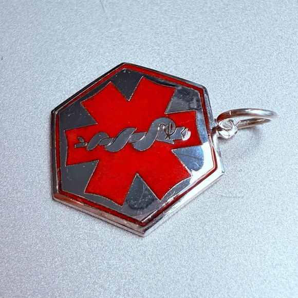 Sterling Silver 925 Medical Alert EMS EMT Diabetes Tag Charm Pendant - Picture 2 of 5